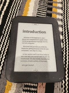 photo of an ebook reader showing the introduction of the book